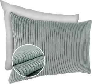 Декоративная подушка 30х50 см, чехол с наполнителем, чехол на молнии, однотонный вельветовый бархат, светло-бирюзовый цвет