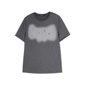 ELLE Футболка Women's Medium Gray Crew Neck тонкая прямая посадка