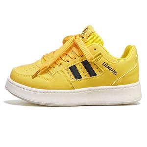 Повседневные женские кеды Puffy Shoes Abrasion Resistant легкие увеличивающие рост низкие для скейтборда Medd, желтый