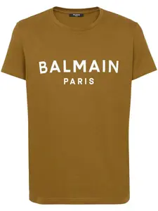 Футболка из органического хлопка с логотипом BALMAIN, коричневый