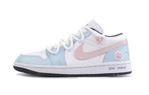 Jordan Кроссовки баскетбольные Air 1 Soft Cute Kitten низкие винтажные unisex синие розовые