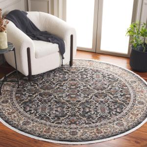 Ковер SAFAVIEH, 201 x 201 см, Artifact Collection, круглый, Charcoal/Grey, геометрический рисунок, идеален для помещений с высокой проходимостью в гостиной, спальне, столовой (ATF554H)