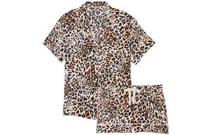 Victoria's Secret Сатиновый короткий комплект пижамы Pajama Set женский в леопардовом принте