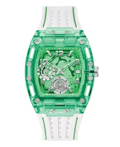 Мужские многофункциональные часы с зеленым силиконовым ремешком, 42 мм Guess, white