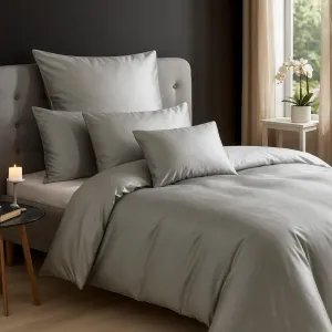 Постельное белье Dream Sleep Uni Lyocell из лиоцелла 240x220 см + 2 x 80x80 см, серебристое Traumschlaf