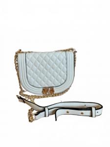 Женская стеганая сумка-кроссбоди Diana с застежкой push-lock в белом цвете Jen & Co.