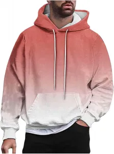Толстовка с капюшоном для мужчин Y2k Ombre Color, длинный рукав, с карманом