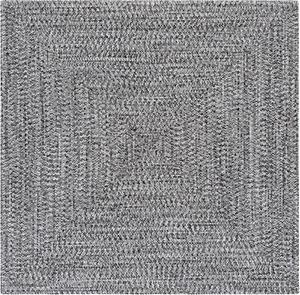 Ковер SAFAVIEH, 153 x 153 см, Washable Rug Braided Collection - Black & Ivory, ручной работы, для помещений и улицы, устойчивый к погодным условиям, идеально для патио, гостиной, прихожей, столовой (BRA260Z)