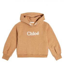 Худи с логотипом из хлопка Chloé, коричневый