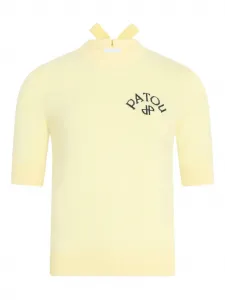 Свитер с короткими рукавами и бантом Patou, желтый