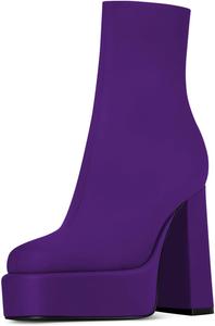 Женские ботильоны YDN на платформе с квадратным носком, высокие массивные каблуки, боковая молния, вечерние туфли для праздников, размеры 4-15 US