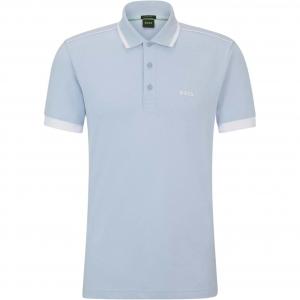 Футболка поло с детализированным логотипом Boss HUGO BOSS, светло-голубая