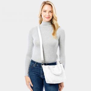 Широкая вельветовая сумка-тоут через плечо FASHNZFAB, белый