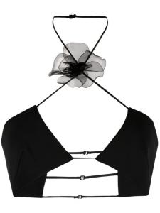 Nensi Dojaka укороченный топ с цветочной аппликацией, черный
