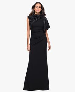 Женское длинное платье из крепа с заклепками Betsy & Adam, Black