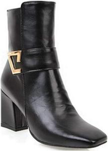 Женские модные ботильоны VOKLIN Челси с острым носком, высокие массивные каблуки, молния, нарядные короткие ботинки, Black