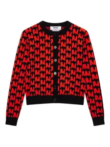 Кардиган на пуговицах с монограммным узором Msgm, черный