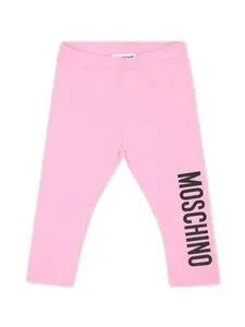 Леггинсы с эластичным поясом и логотипом Moschino Kids, розовый