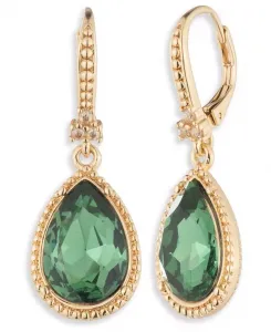 Серьги-Капли из стеклянного камня эринит Marchesa, green/gold