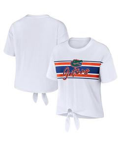 Женская белая укороченная футболка в полоску с узлом Florida Gators спереди WEAR by Erin Andrews, белый