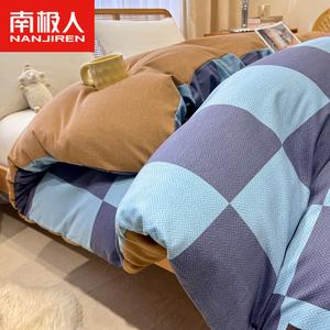 Antarctic Комплект постельного белья 1,2 м, 3 предмета: пододеяльник 160x210 см, простыня, наволочка, миллер блю, 100% хлопок, велюр, утолщенный