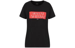 Футболка с заниженной линией плеча для женщин AE ARMANI EXCHANGE, черный