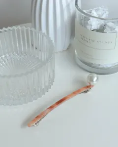 Тонкая заколка для волос Three Four Time/Pearl x Acetate, цвет Beige