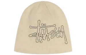 Акриловая вязаная шапка унисекс бежевый Stussy