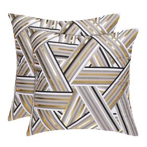2 шт. Квадратный чехол для подушки из полиэстера в золотистую геометрическую полоску, 18 x 18 дюймов PiccoCasa, мультиколор