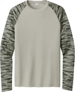 SPORT-TEK Unisex Drift Camo Colorblock Long Sleeve Tee | Athletic Fit