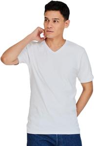 Футболка Hanes с коротким рукавом и V-образным вырезом, хлопковая, производства США, с воротником-стойкой, в рубчик, мужское нижнее белье, белый