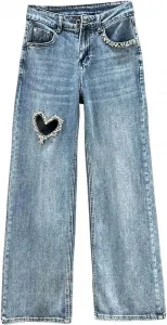 Женские джинсы Wide Leg High Waist с перфорацией