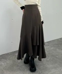 Асимметричная многоярусная юбка с оборками Archives, цвет Brown