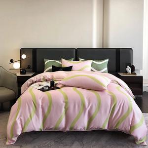 UJNHGQ Комплект постельного белья 600TC супермягкий шелковистый прохладный принт Color 2