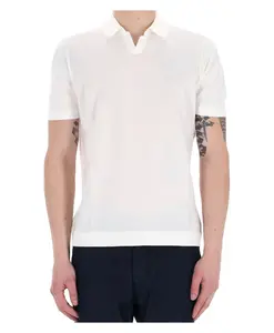 Белая хлопковая рубашка-поло с короткими рукавами Drumohr, белый