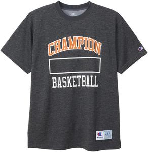Мужская футболка Champion C3-YB355 с коротким рукавом, круглый вырез, графический логотип, баскетбольная тематика, вересково-черный