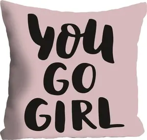 Декоративная подушка Queence "Go Girl", чехол на подушку без наполнителя, 1 шт 40х40 см, цвет bunt + bedruckt