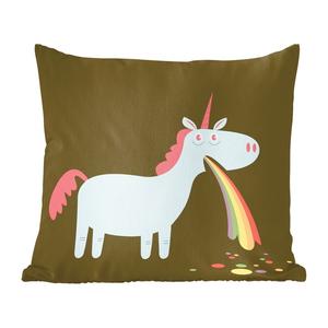 MuchoWow Декоративная подушка Диванная подушка Декоративная подушка для гостиной 60 x 60 см Иллюстрация рвоты единорога - Девочки - Дети - Дети - Наволочки - Хлопчатобумажная ткань - Декоративные наволочки