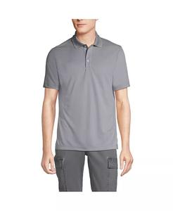 Школьная форма, мужские высокие однотонные рубашки поло с короткими рукавами и активным принтом Lands' End, серый