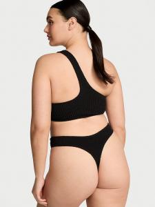 Плавки-Стринги с мятой отделкой Victoria'S Secret Swim, черный