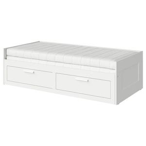 Кушетка с 2 ящиками/2 матрасами BRIMNES IKEA, 80x200 см, цвет firm