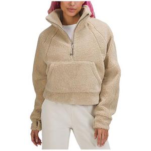 Свитшот флисовый с вышитым логотипом Scuba Lululemon, легкий коричневый