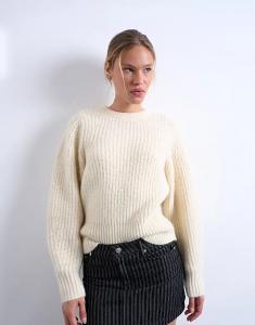 Вязаный джемпер Topshop с закругленными рукавами цвета слоновой кости
