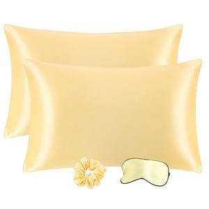 Набор из 2 атласных шелковых наволочек с мягкой застежкой-молнией Queen размером 20 x 30 дюймов PiccoCasa, золотой