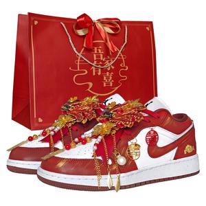 Женские баскетбольные кроссовки Air 1 Abrasion Resistant Low top Vintage Jordan, красный