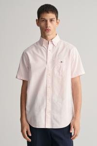 Приталенная оксфордская рубашка стандартного кроя с короткими рукавами Gant, розовый