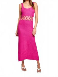 Платье Chrissy с кружевной вязкой в розовом цвете LE LIS