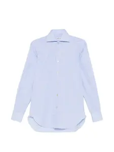 Рубашка в клетку на пуговицах Kiton, синий