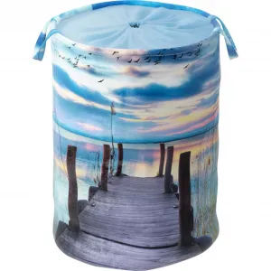 Корзина для белья Sanilo «Закат», яркие цвета, бархатистая поверхность, с крышкой, цвет blau