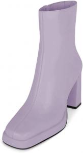 Женские ботинки Pazzion на платформе с закрытым квадратным носком, средней высоты, с гладкой боковой молнией, высокие толстые каблуки, для официального и делового стиля, размеры 4-16 US, Lavender